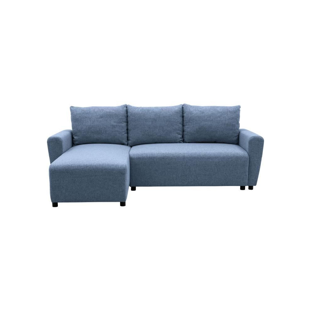 Canapé d'angle convertible 3-4 places STEWART - Tissu bleu - L224 x H