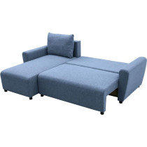 Canapé d'angle convertible 3-4 places STEWART - Tissu bleu - L224 x H