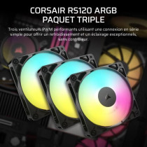 Pack of 3 120mm ARGB fans - CORSAIR - RS120 - Exceptional cooling and