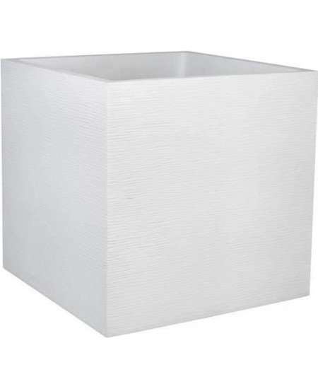 EDA PLASTIQUE Bac a fleurs carré Graphit - 57 L - 49,5 x 49,5 x 49,5 cm - Blanc cérusé