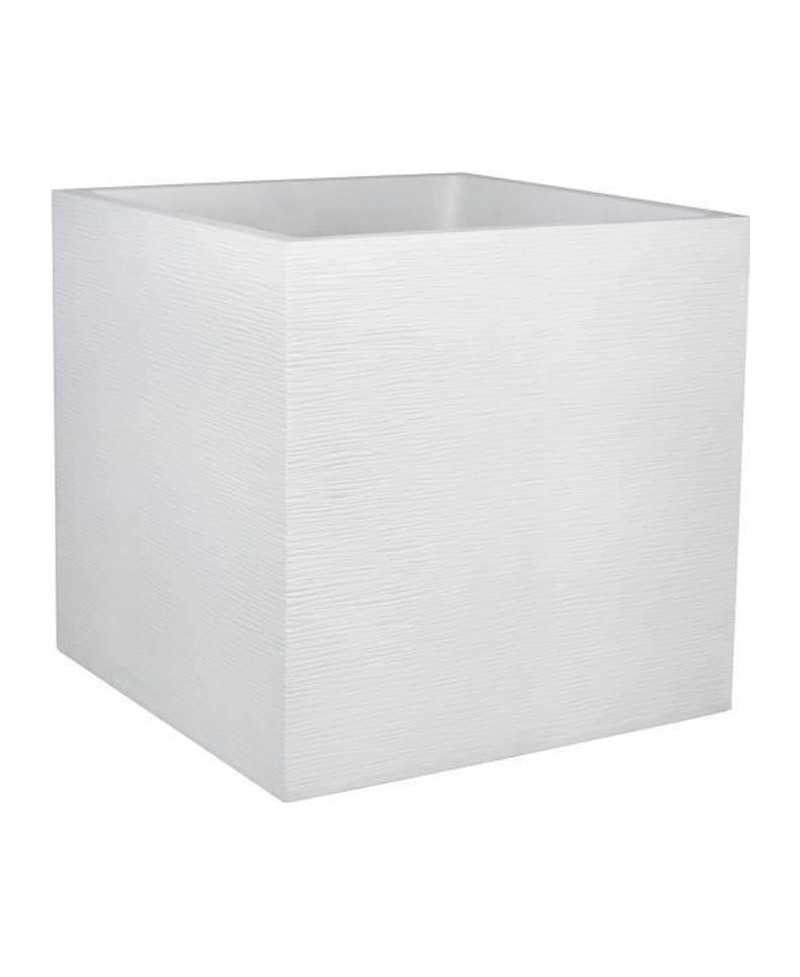 EDA PLASTIQUE Bac a fleurs carré Graphit - 57 L - 49,5 x 49,5 x 49,5 cm - Blanc cérusé