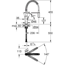 GROHE TAP Kitchen Sink GET, Mixer Monocomande 2 Jets, Tap with Profess