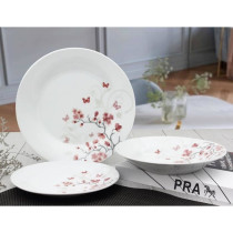 Table service 18 pieces in porcelain Butterflies red