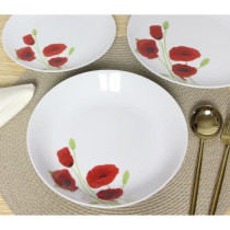 18 Piece Porcelain Table Service Red and White Poppy