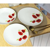 18 Piece Porcelain Table Service Red and White Poppy