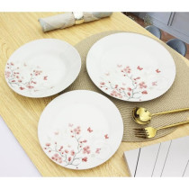 Table service 18 pieces in porcelain Butterflies red