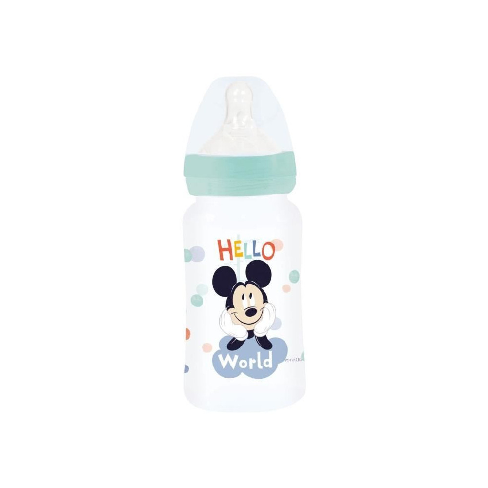 Biberon - Disney Baby - Mickey - 240 ml - Sans BPA - Tétine en silico