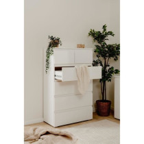 Commode CAPETOWN - Décor blanc brillant - 6 Tiroirs - L80 x H131,5 x