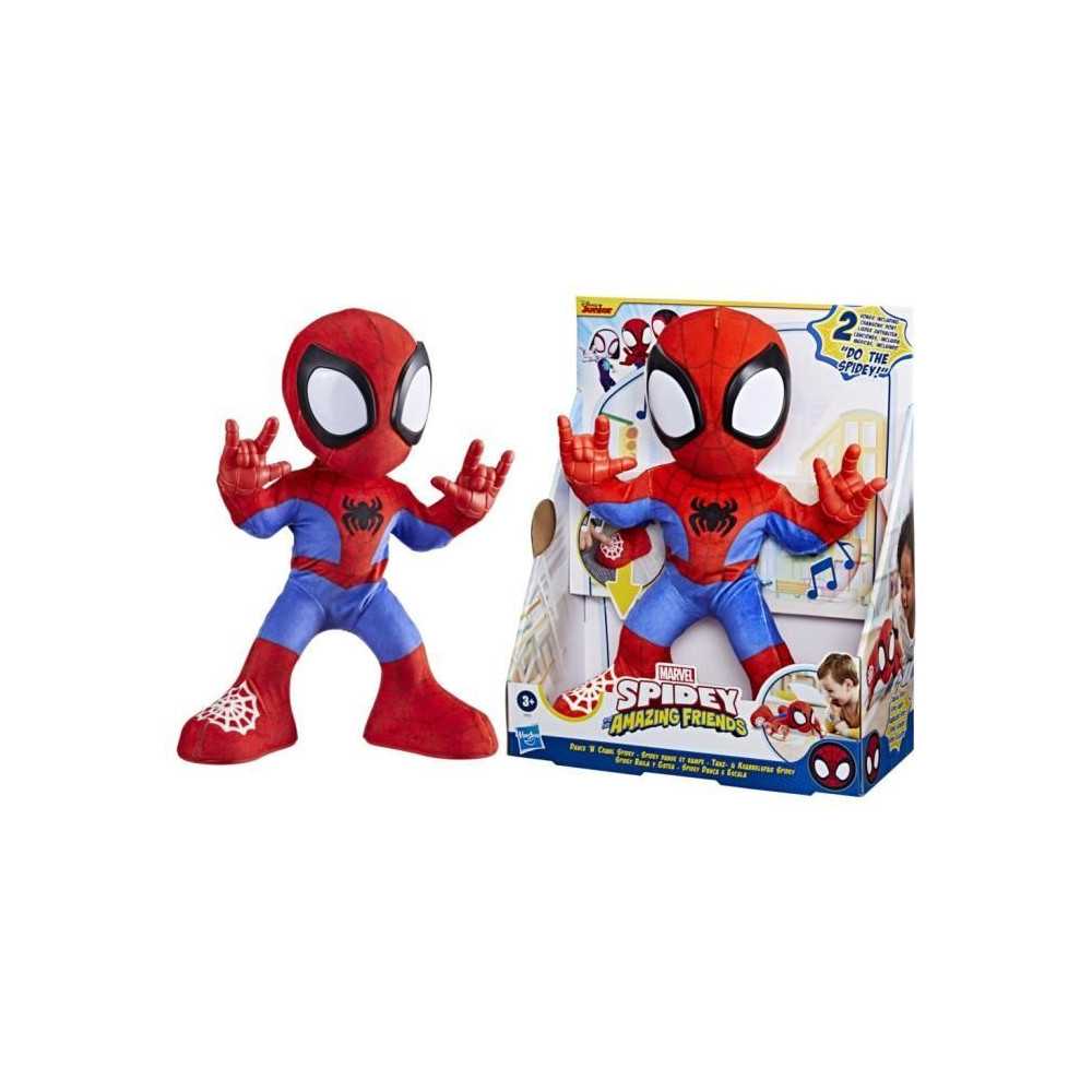 Spidey dances and crawls, interactive plush with music and sounds, sup