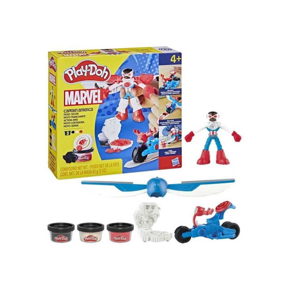 Play-Doh Captain America, coffret Moto tranchante avec figurine flexib