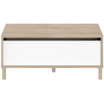 Table basse - Rectangulaire - Décor blanc / Chene - Dessus relevable