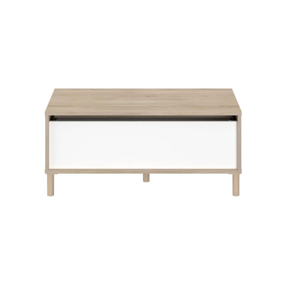 Table basse - Rectangulaire - Décor blanc / Chene - Dessus relevable