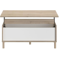 Table basse - Rectangulaire - Décor blanc / Chene - Dessus relevable