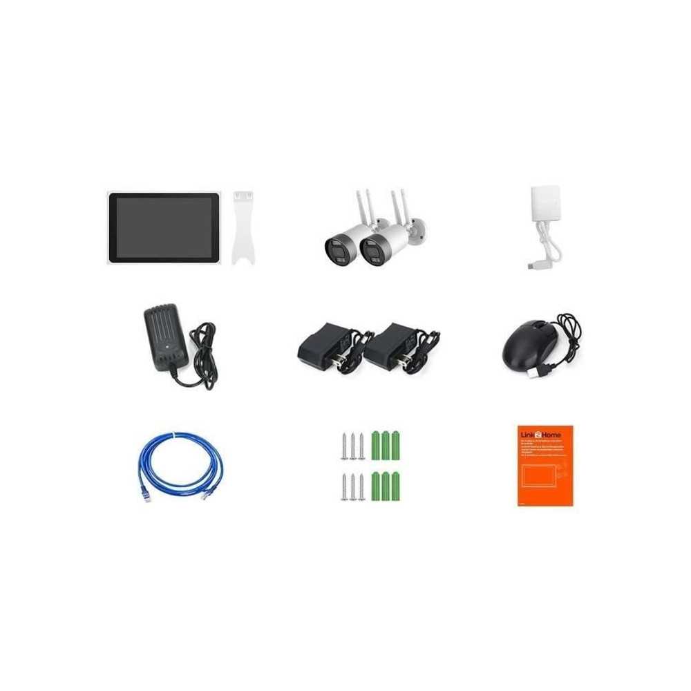 Kit 2 caméras Wi-Fi + écran NVR - LINK2HOME - 3MP, détection intell