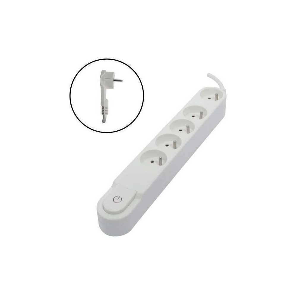 Chacon Multiprise Bloc 5 sockets 16 A with switch, flat plug, cable 1.