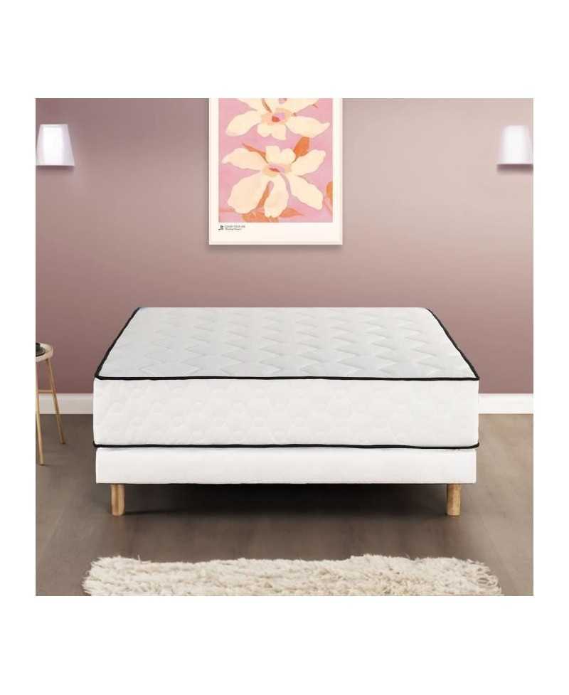 Ensemble matelas + sommier 160 x 200 cm - Ressorts - 7 zones - 27 cm - Équilibré - DEKO DREAM Détente