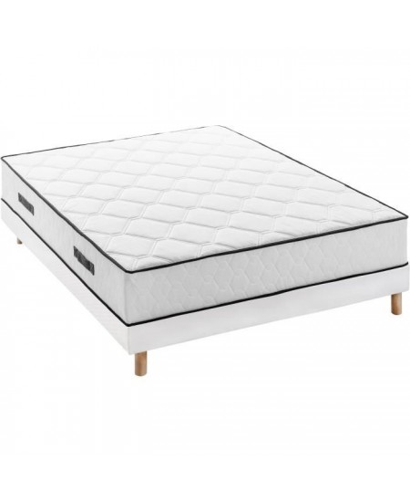 Ensemble matelas + sommier 160 x 200 cm - Ressorts - 7 zones - 27 cm - Équilibré - DEKO DREAM Détente