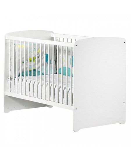 Lit bébé - 120 x 60 cm - Babyprice Basic - En bois blanc