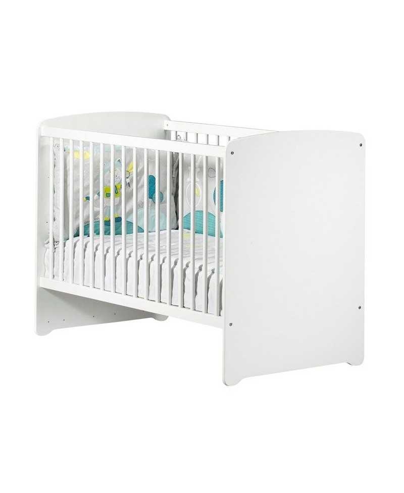 Lit bébé - 120 x 60 cm - Babyprice Basic - En bois blanc