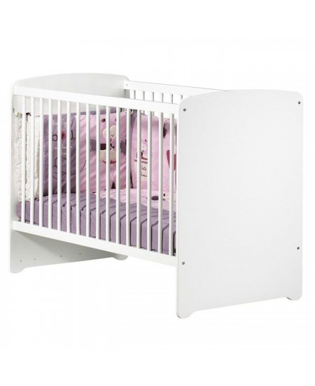 Lit bébé - 120 x 60 cm - Babyprice Basic - En bois blanc