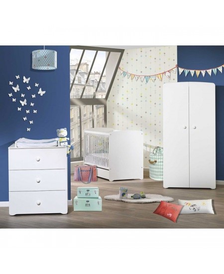 Lit bébé - 120 x 60 cm - Babyprice Basic - En bois blanc