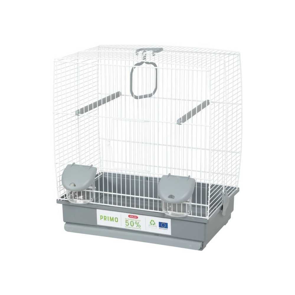 Cage pour oiseaux - Carla - Plastique recyclé - 2 perchoirs - 2 mange