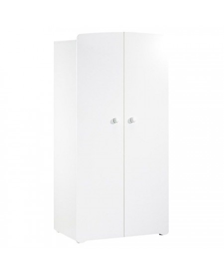 Armoire bébé Basic - Blanche - Boutons boule blanc - 2 portes - Babyprice