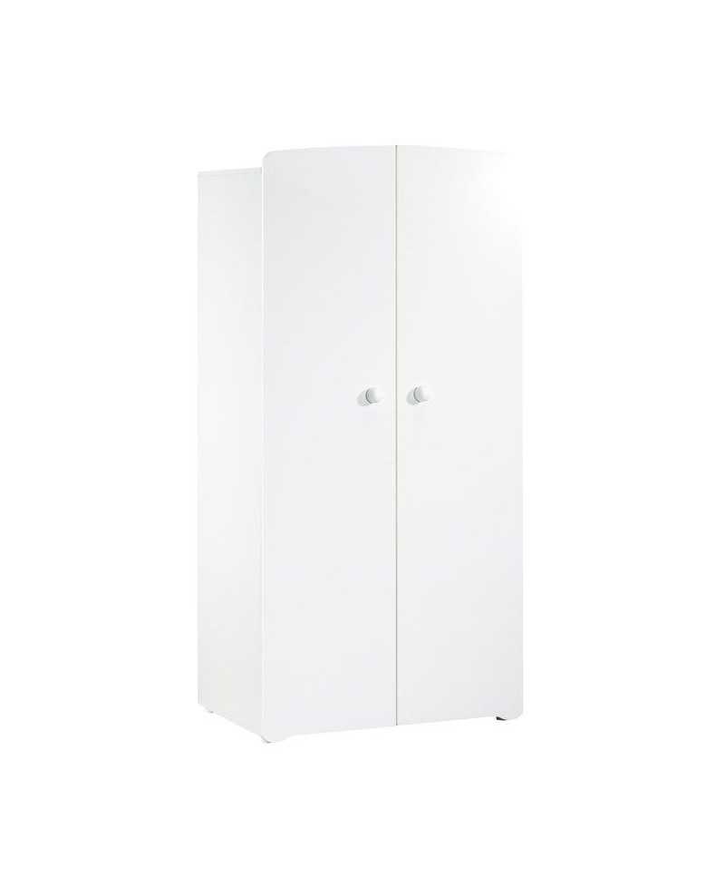 Armoire bébé Basic - Blanche - Boutons boule blanc - 2 portes - Babyprice