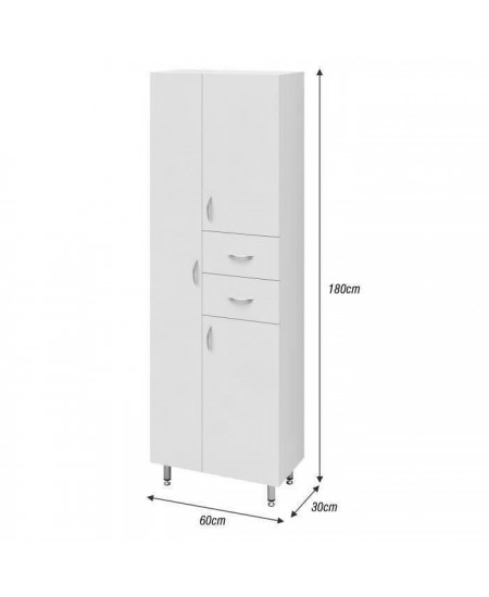 ARMANDO Armoire de Salle de bain 3 portes - L 60 cm - Blanc