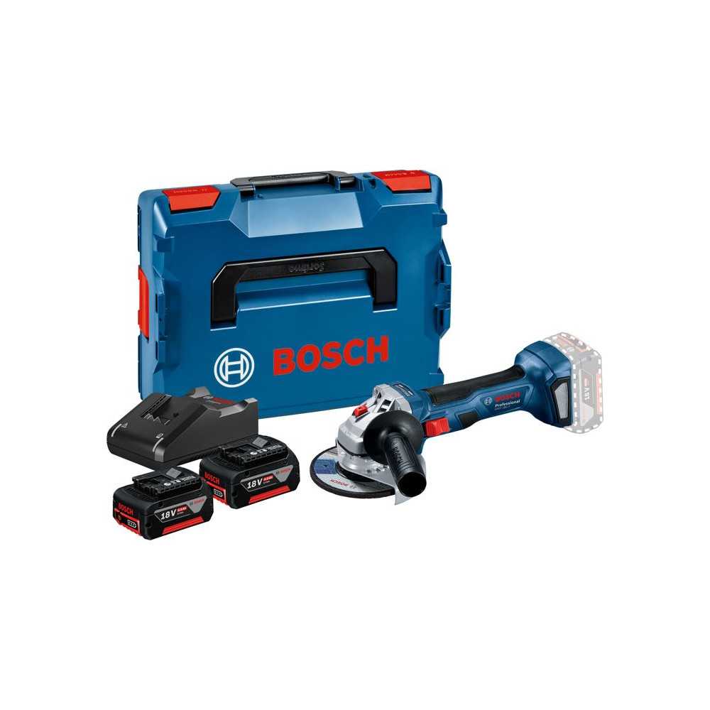 BOSCH Professional GWS 18V-7 grinder + 2 4.0AH batteries + 18V-40 + L-