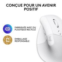 Logitech - Lift mouse for Mac - Wireless Ergonomic - White