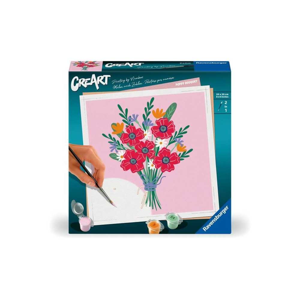 CreArt 20x20 cm Poppy bouquet, Loisir créatif, Adulte, Peinture par n