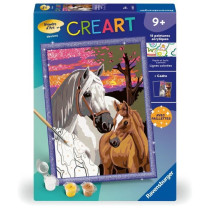 CreArt Kids 18x24cm Chevaux au coucher du soleil, Kit de peinture par