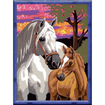 CreArt Kids 18x24cm Chevaux au coucher du soleil, Kit de peinture par