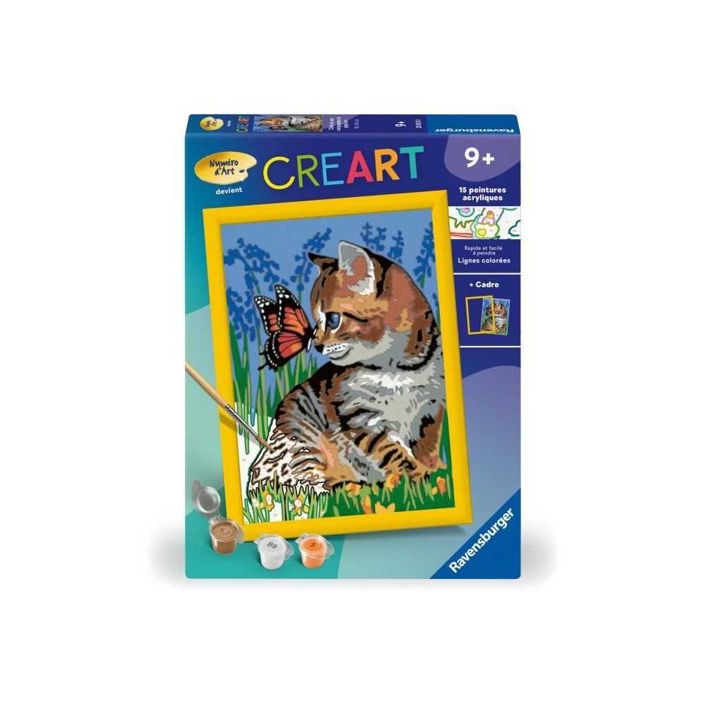 CreArt Kids 18x24cmChat et son compagnon le papillon, Kit de peinture