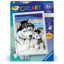 CreArt Kids 18x24cm Doux bisous de Husky, Kit de peinture par numéros