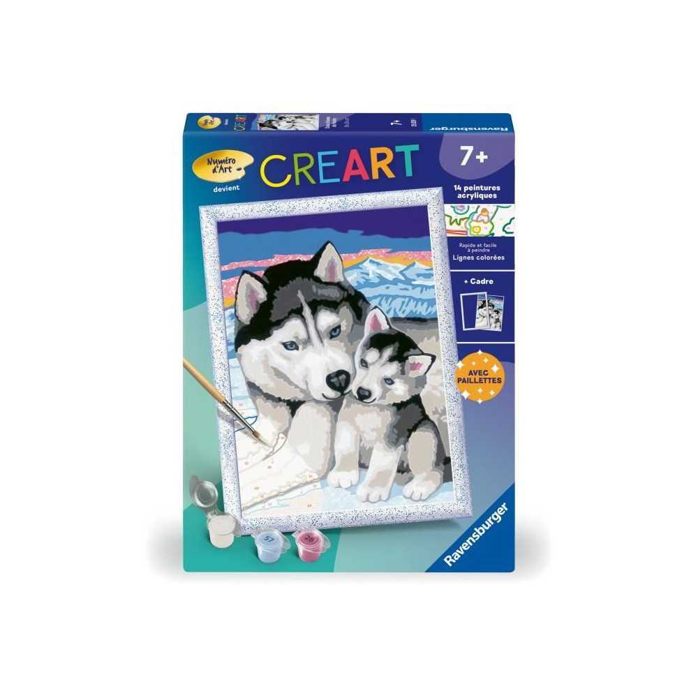 CreArt Kids 18x24cm Doux bisous de Husky, Kit de peinture par numéros