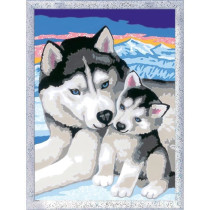 CreArt Kids 18x24cm Doux bisous de Husky, Kit de peinture par numéros