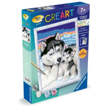 CreArt Kids 18x24cm Doux bisous de Husky, Kit de peinture par numéros