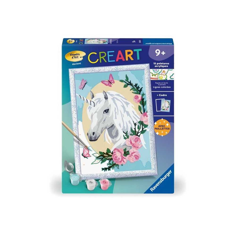 CreArt Kids 18x24cm Licorne fleurie, des 9 ans, Kit de peinture par nu