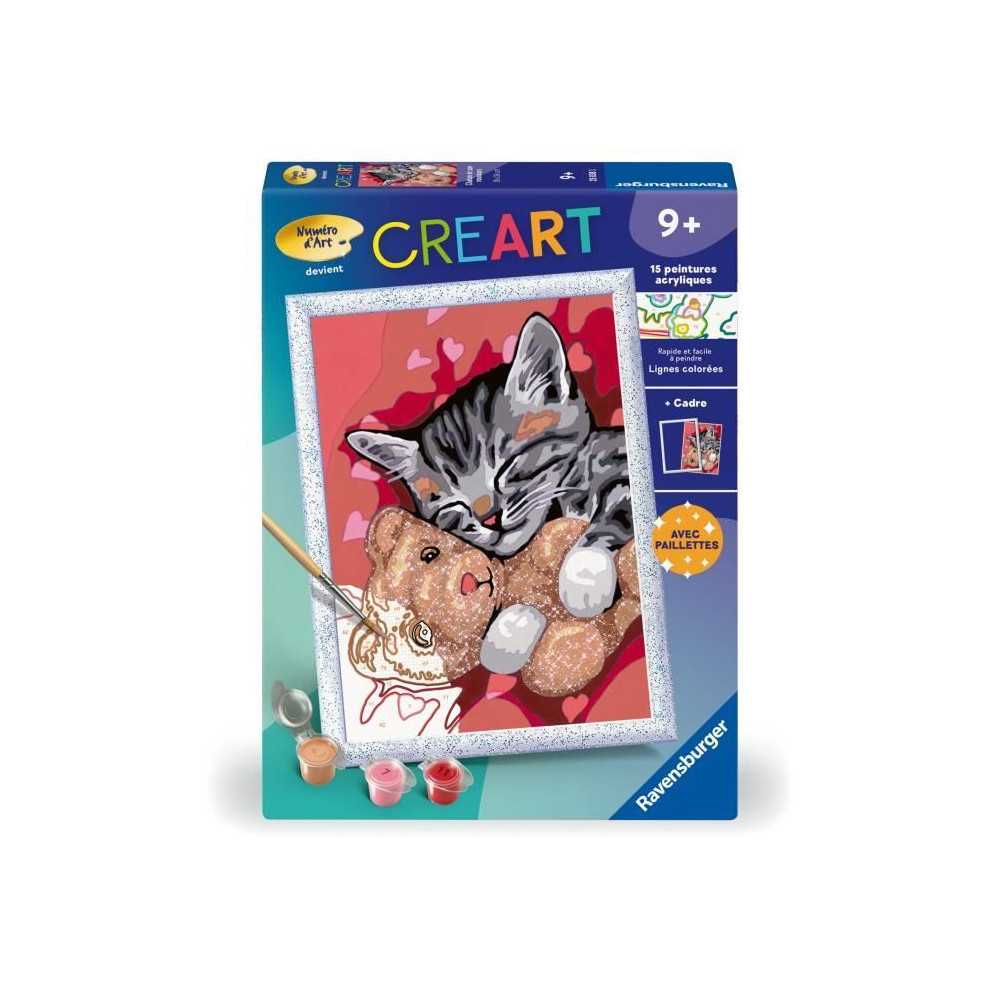 CreArt Kids 18x24cm Chaton et son nounours, Kit de peinture par numér