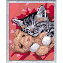 CreArt Kids 18x24cm Chaton et son nounours, Kit de peinture par numér