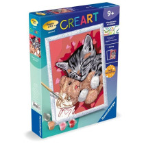 CreArt Kids 18x24cm Chaton et son nounours, Kit de peinture par numér