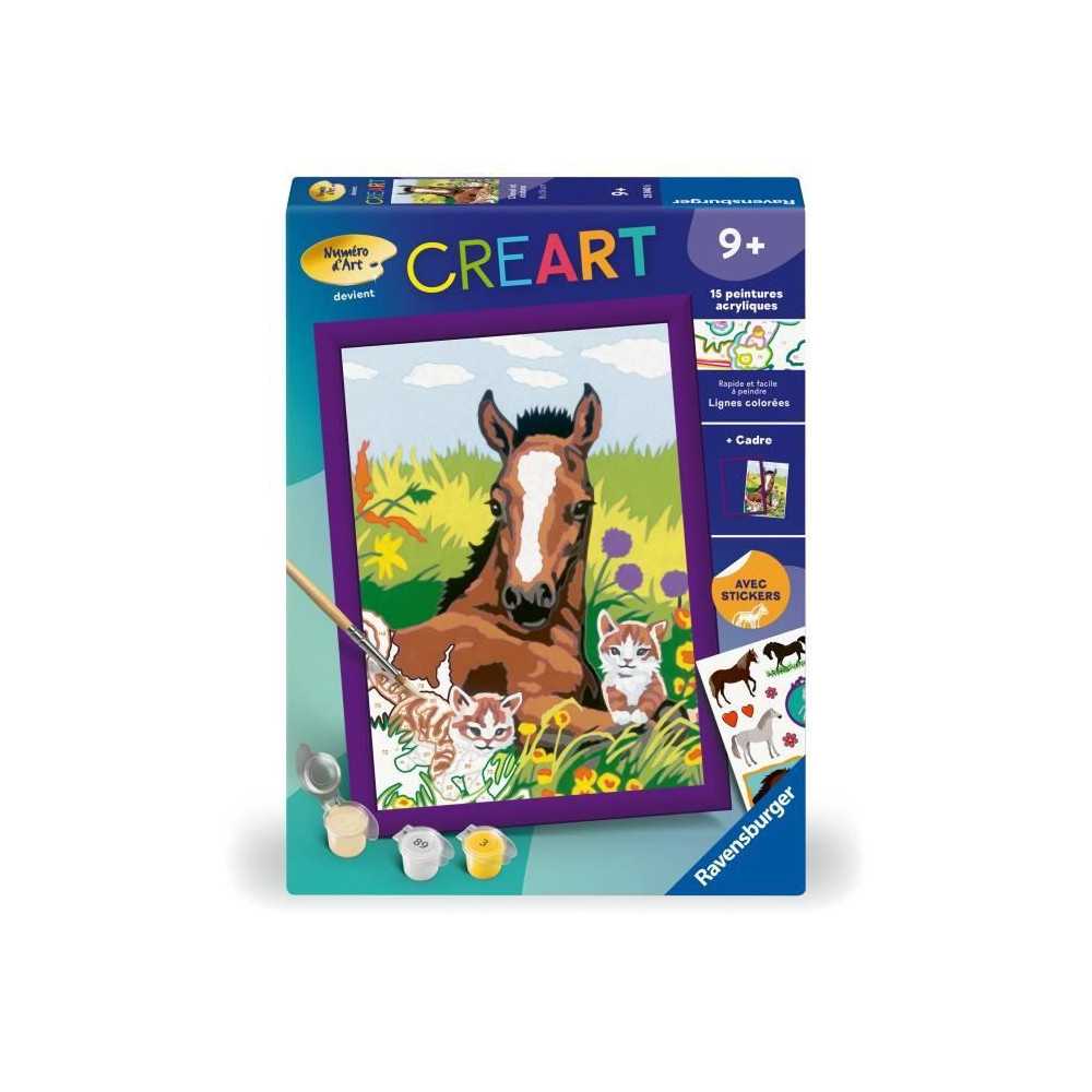 CreArt Kids 18x24cm Cheval et chatons, Kit de peinture par numéros Nu