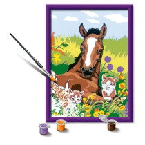 CreArt Kids 18x24cm Cheval et chatons, Kit de peinture par numéros Nu