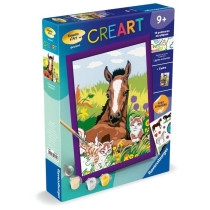 CreArt Kids 18x24cm Cheval et chatons, Kit de peinture par numéros Nu