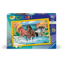 CreArt Kids 31x21cm Horde de chevaux, Kit de peinture par numéros Num