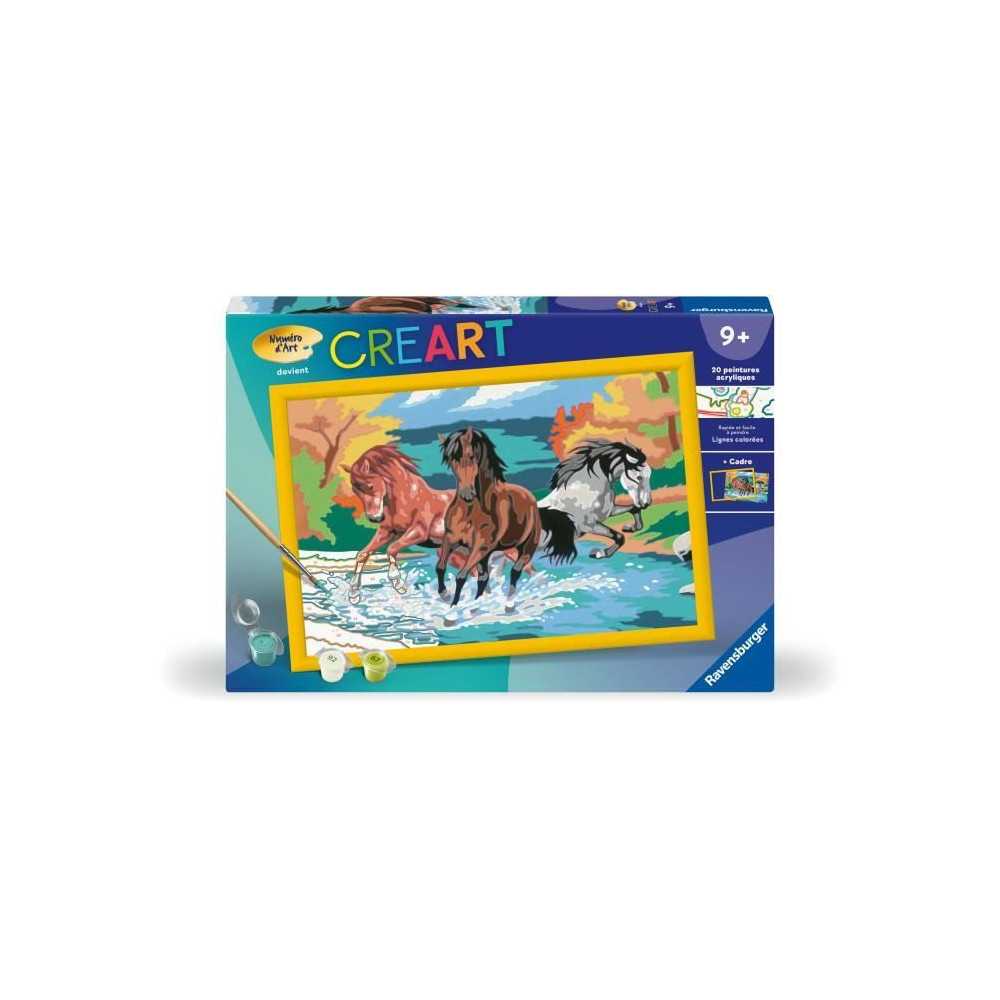 CreArt Kids 31x21cm Horde de chevaux, Kit de peinture par numéros Num