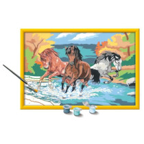 CreArt Kids 31x21cm Horde de chevaux, Kit de peinture par numéros Num