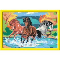 CreArt Kids 31x21cm Horde de chevaux, Kit de peinture par numéros Num